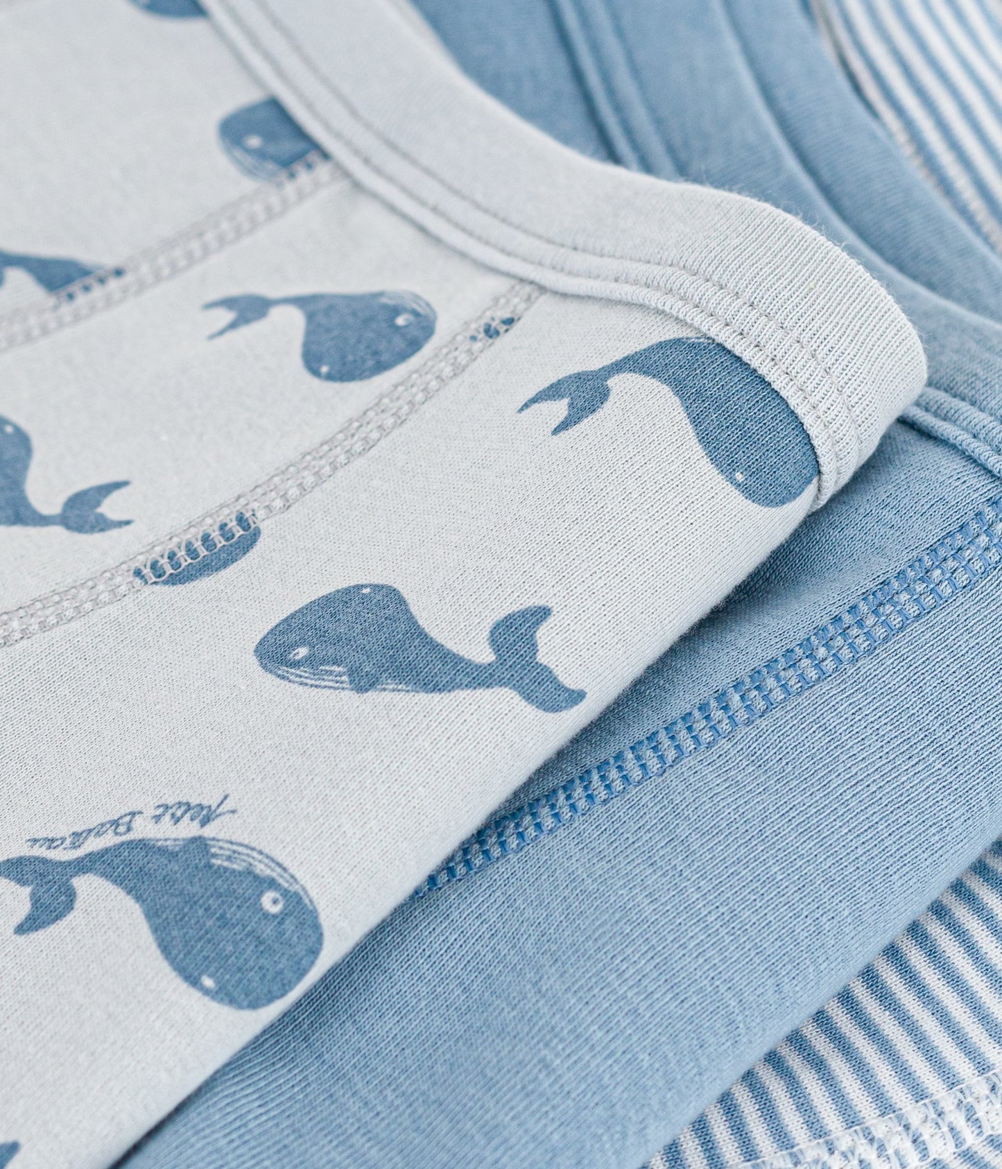 Lot de boxers enfant en coton à ceinture colletée imprimé baleine