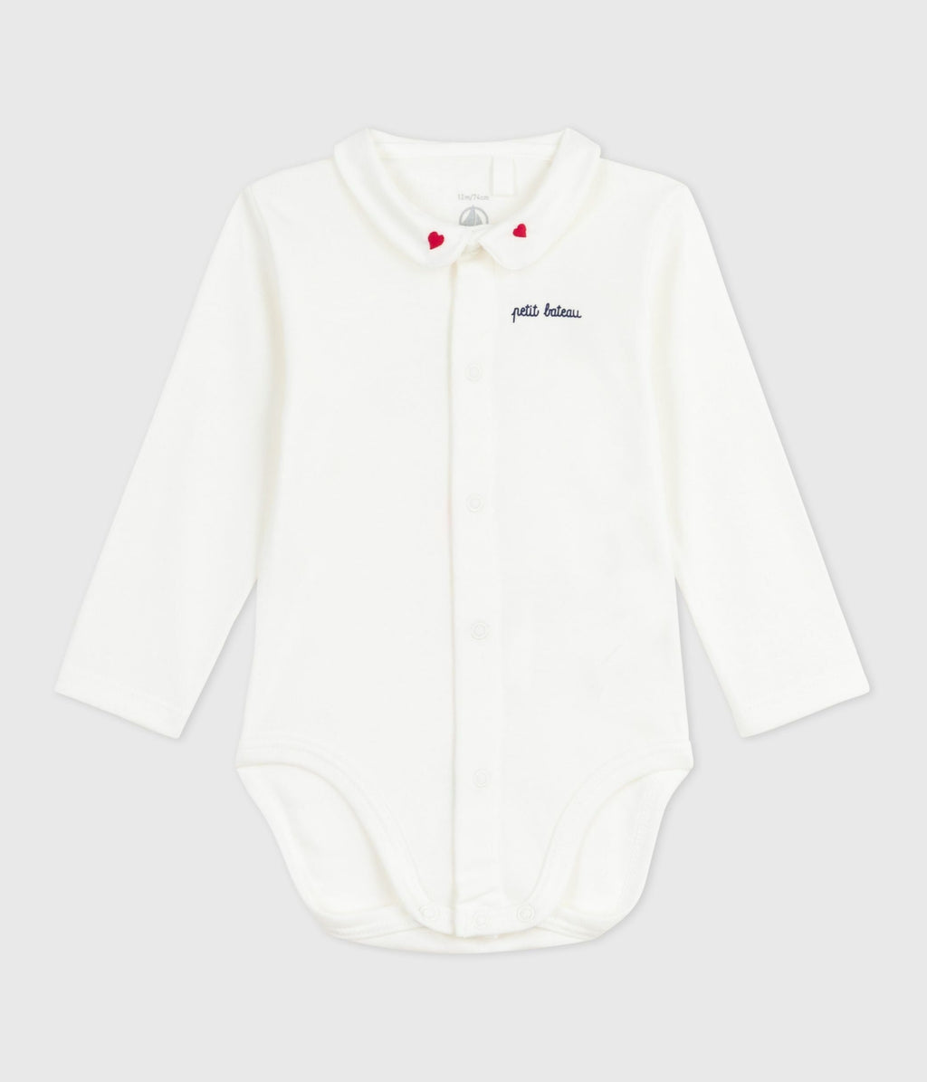Body bébé à col brodé et message en poitrine