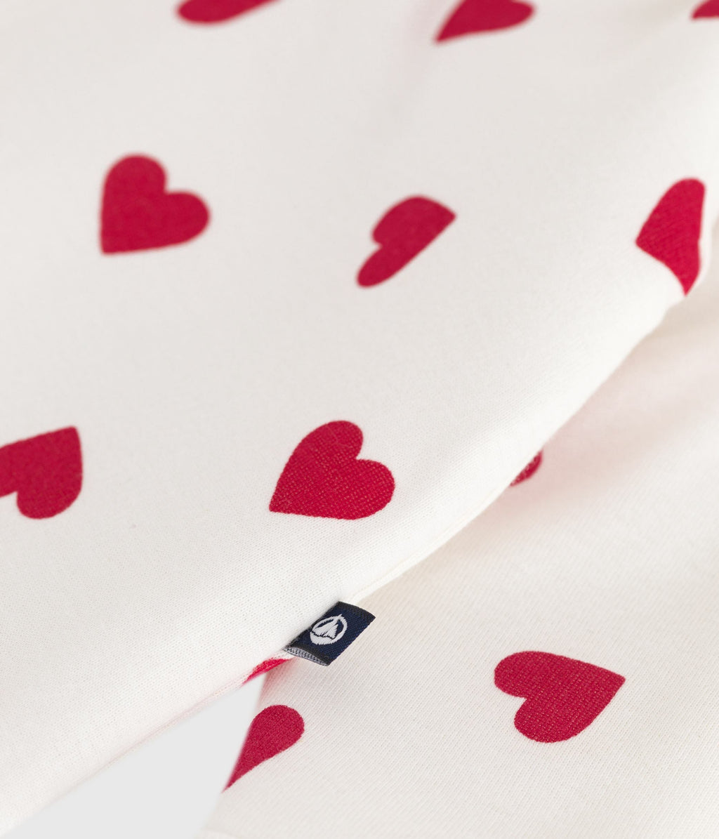 Padded baby romper in cotton, heart print