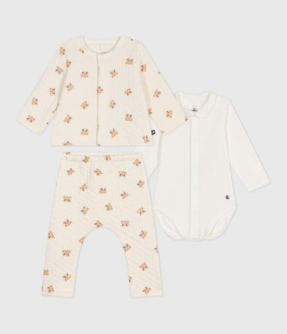 Ensemble 3 pièces bébé imprimé pandas roux en coton