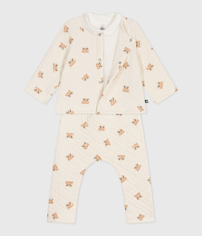 Ensemble 3 pièces bébé imprimé pandas roux en coton