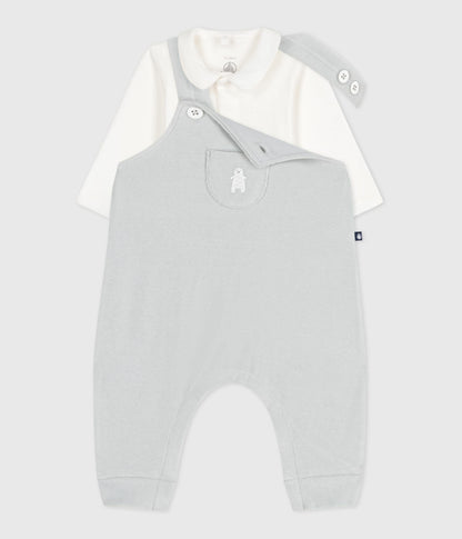 Ensemble salopette bébé en coton uni et détails raffinés – CO2/MARSHMALLOW