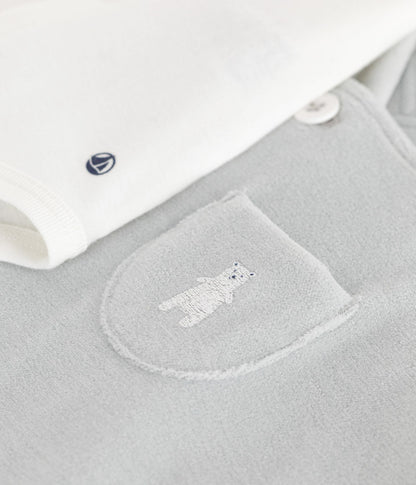 Ensemble salopette bébé en coton uni et détails raffinés – CO2/MARSHMALLOW