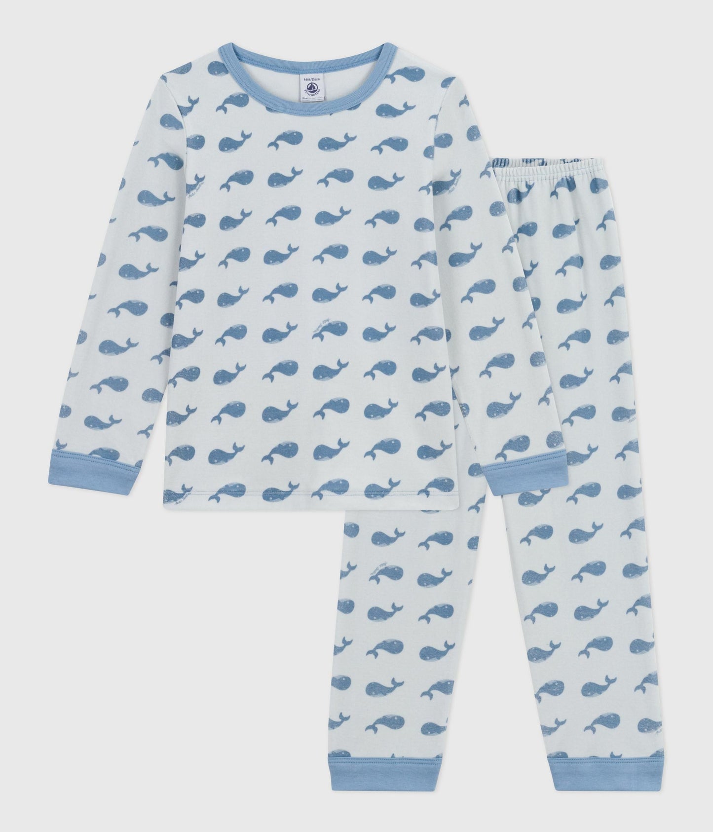Pyjama enfant en velours imprimé baleines