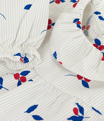 Blouse bébé en popeline de coton manches longues, imprimé baies – CO2/MULTICO