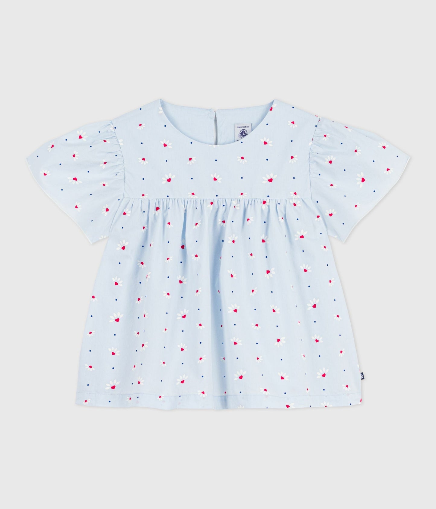 Blouse enfant en popeline de coton manches courtes imprimée