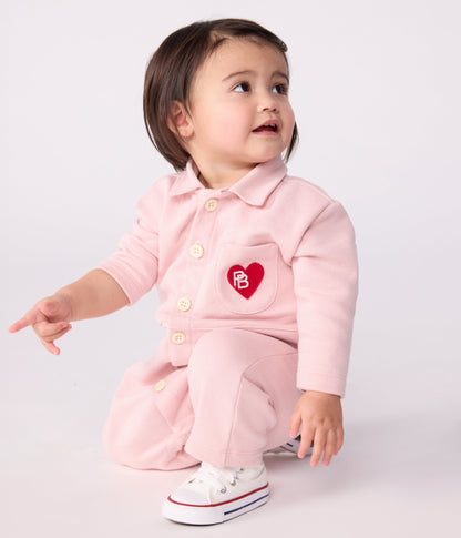 Combinaison longue bébé en coton uni, style pompiste