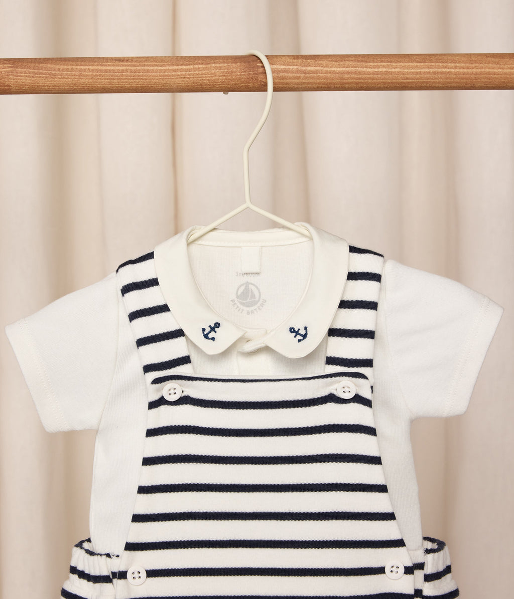 Ensemble 2 pièces bébé en coton rayé et détails brodés – J2