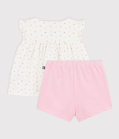 Ensemble 2 pièces bébé en coton imprimé mini cœurs – D1