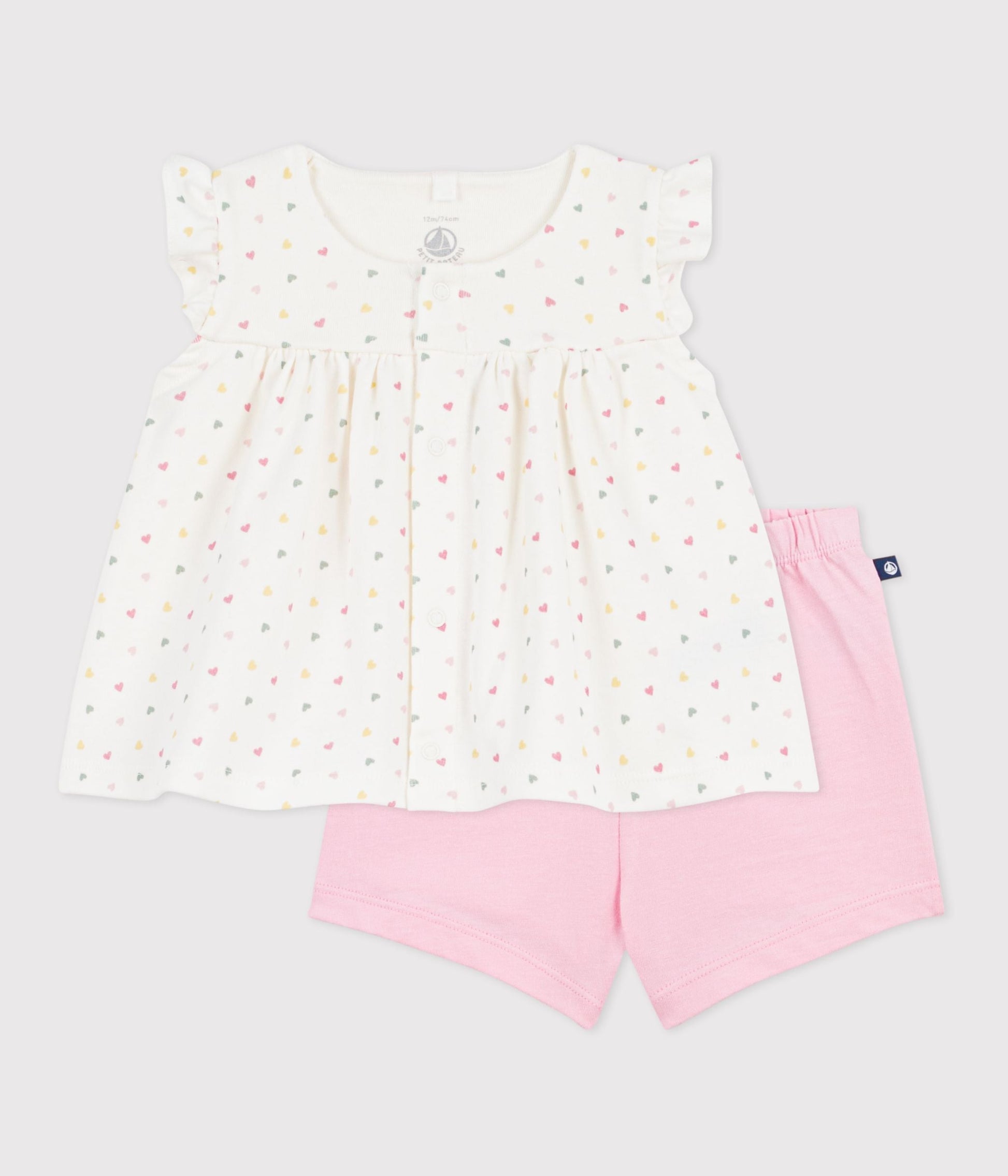 Ensemble 2 pièces bébé en coton imprimé mini cœurs – F1