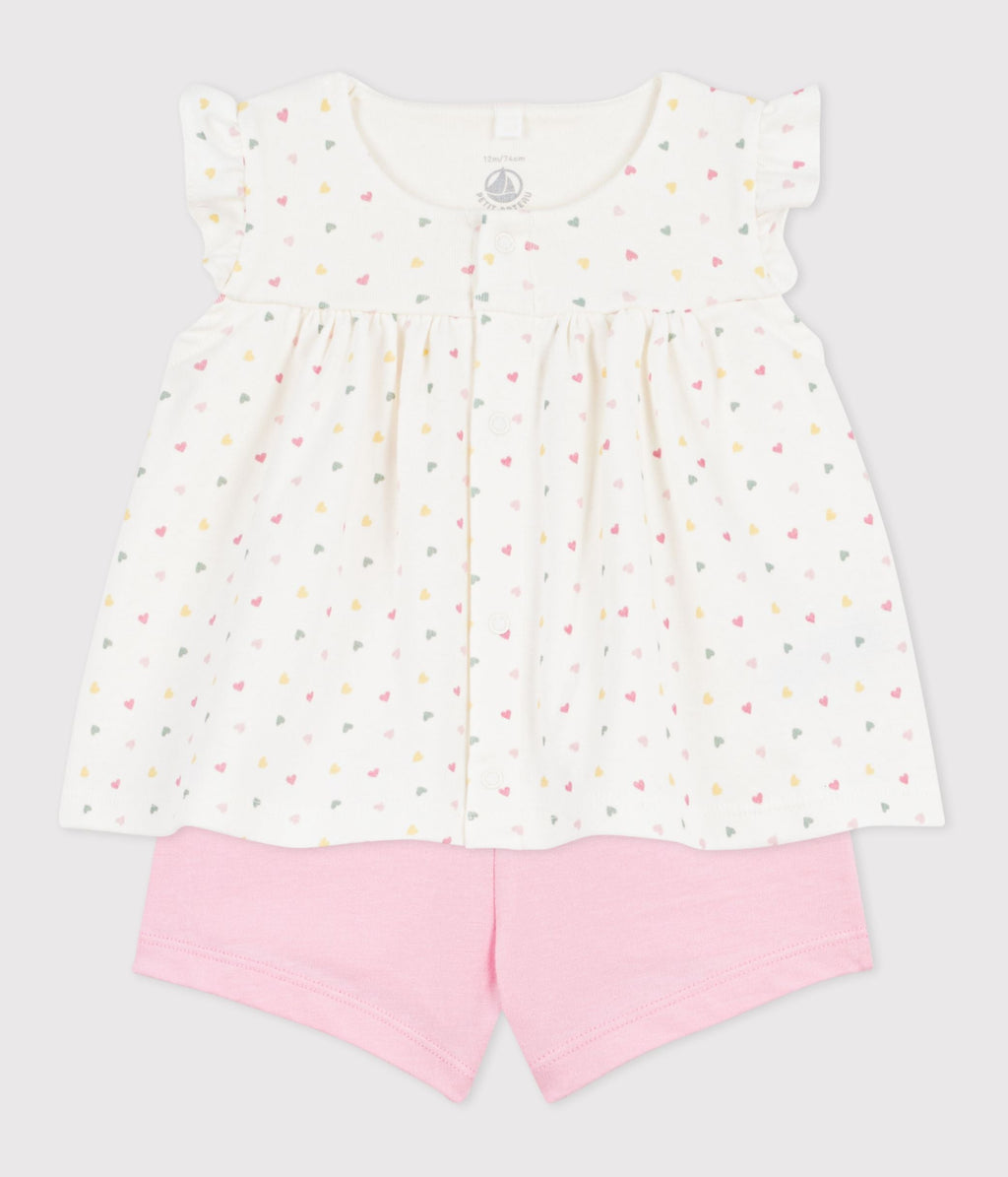 Ensemble 2 pièces bébé en coton imprimé mini cœurs – F2
