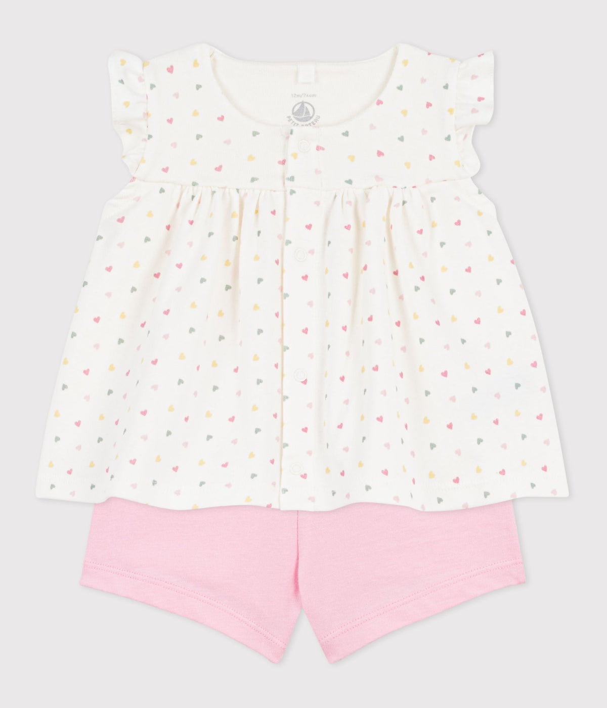 Ensemble 2 pièces bébé en coton imprimé mini cœurs – F2