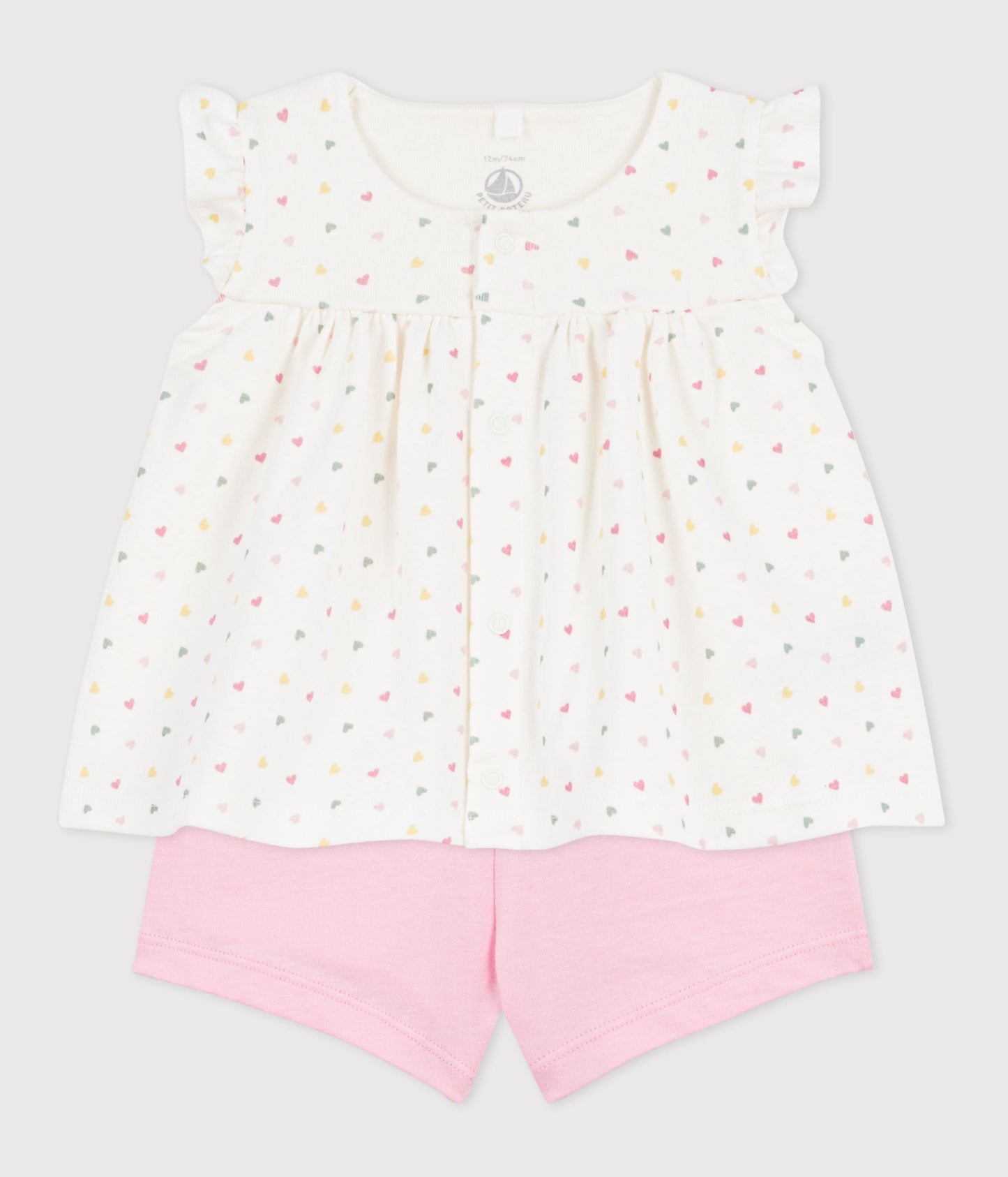 Ensemble 2 pièces bébé en coton imprimé mini cœurs – F2
