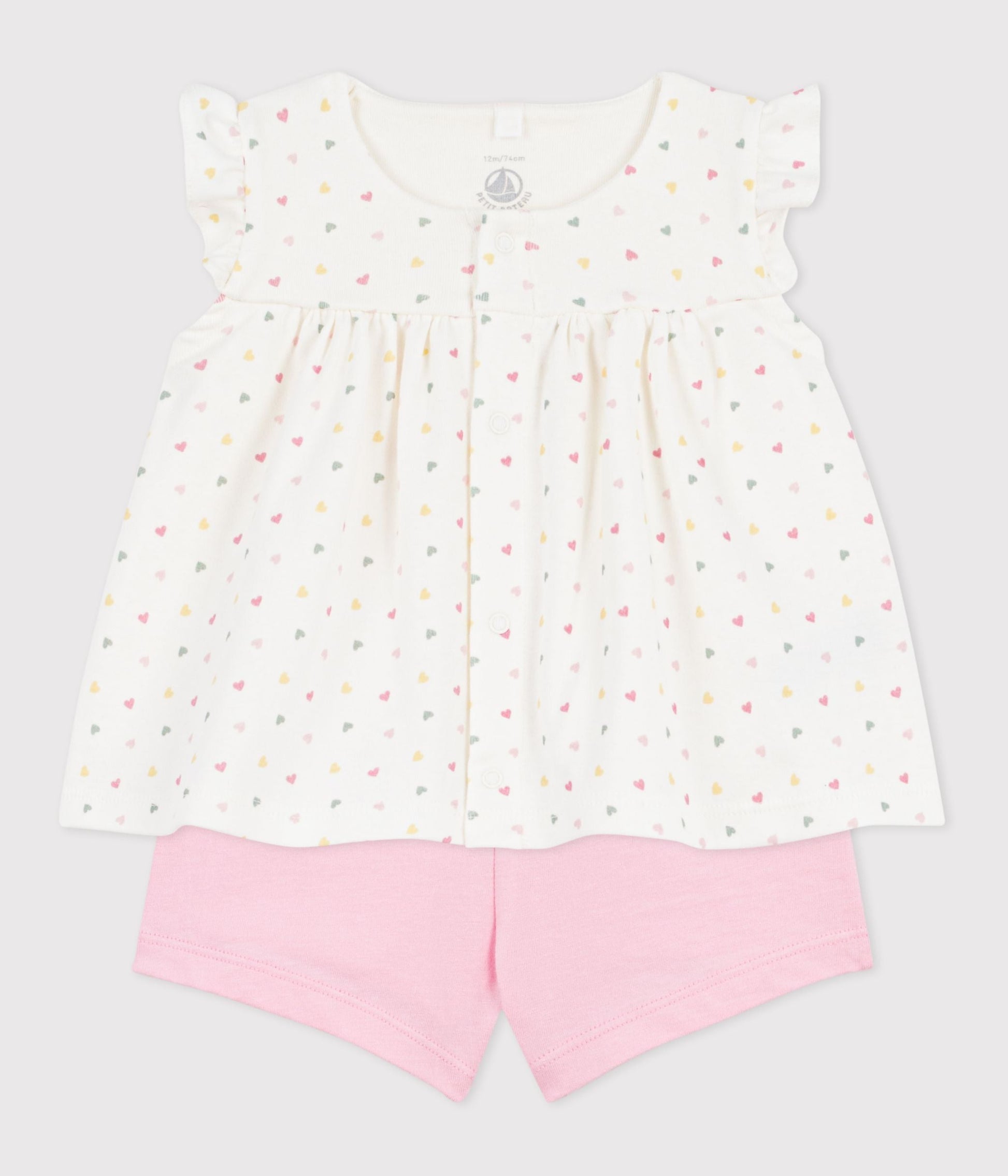 Ensemble 2 pièces bébé en coton imprimé mini cœurs – F2