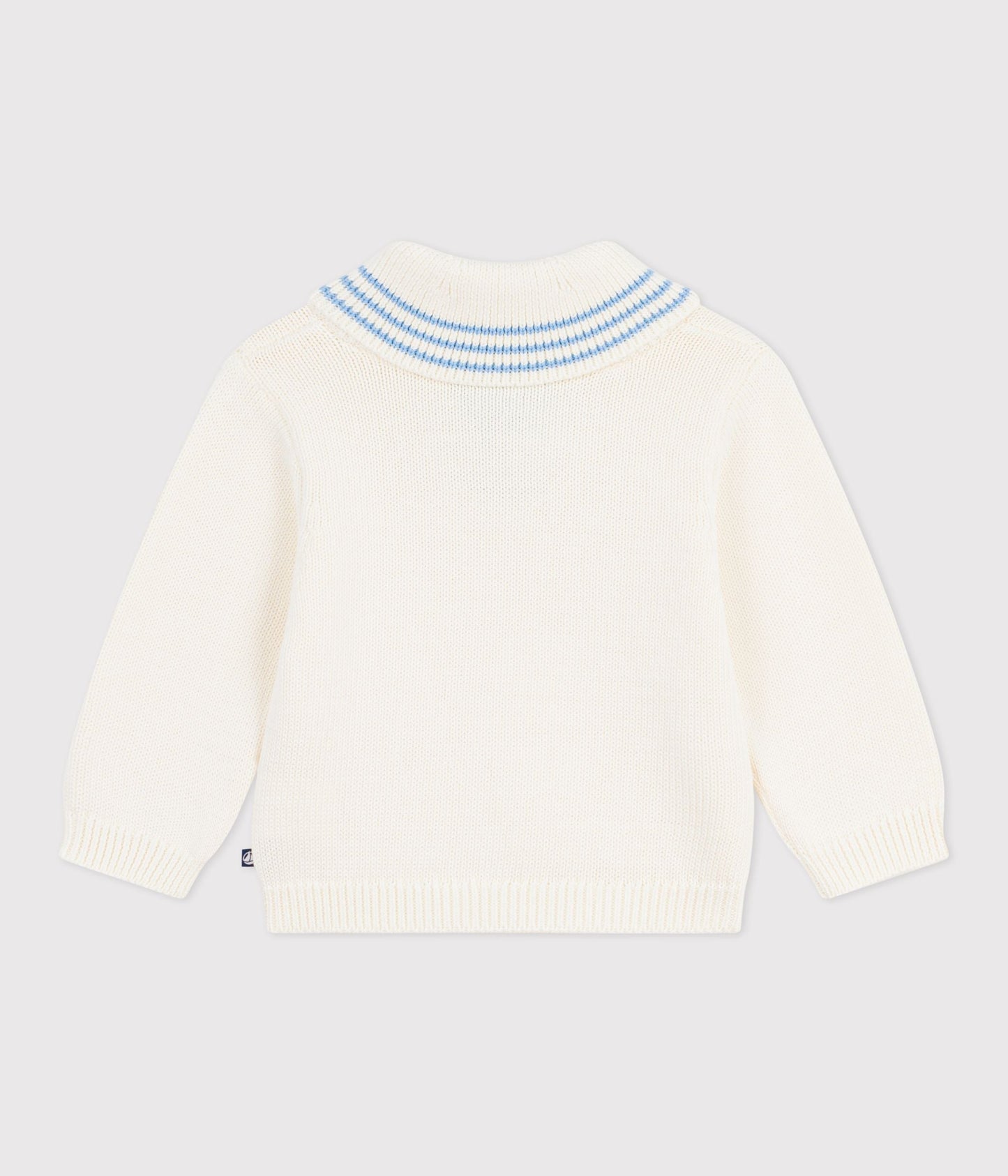 Pull bébé en coton à col châle rayé – D1