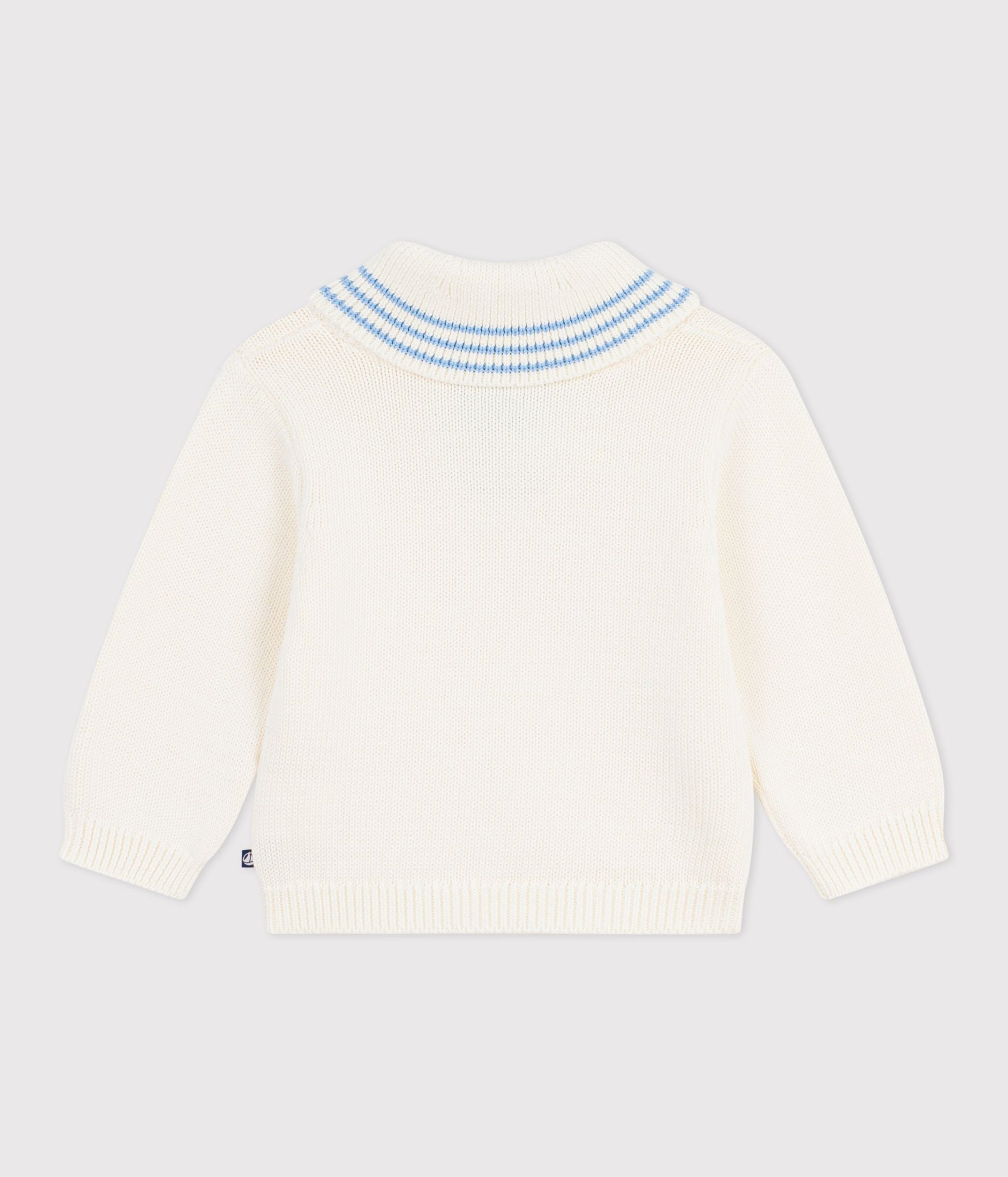 Pull bébé en coton à col châle rayé – D1
