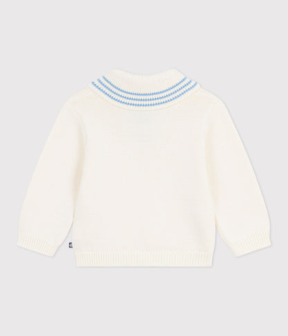 Pull bébé en coton à col châle rayé – D1