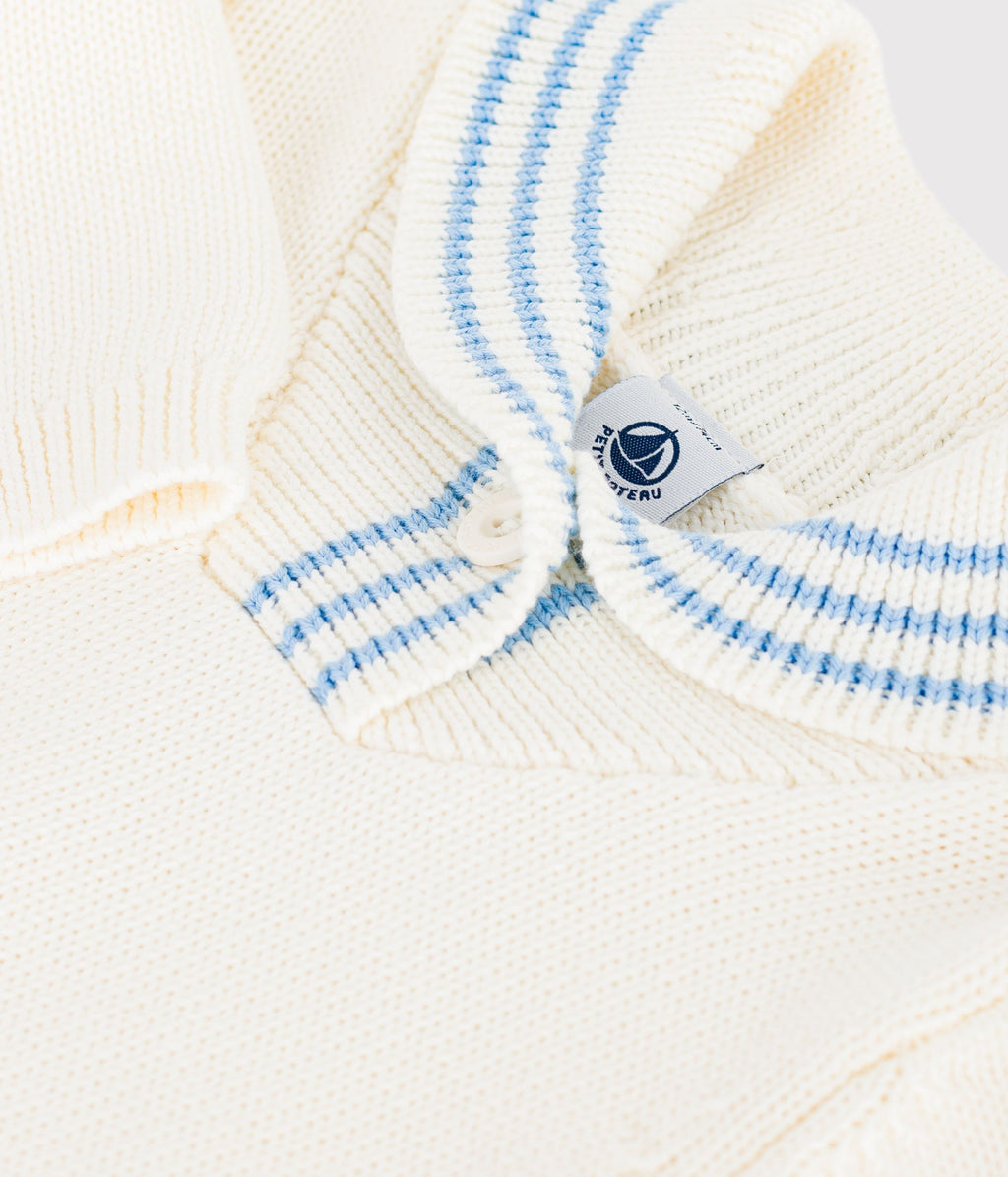 Pull bébé en coton à col châle rayé – Z1