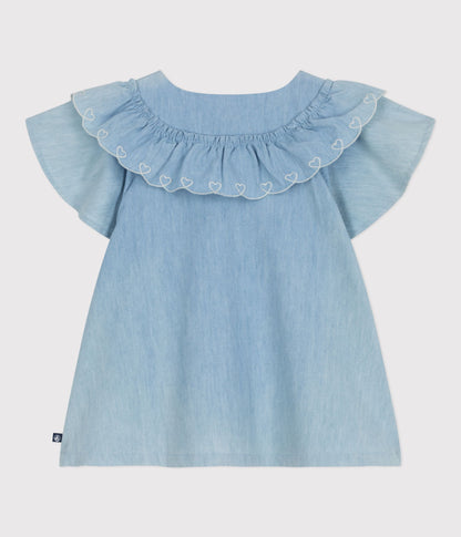 Blouse enfant en coton manches courtes unie – D1
