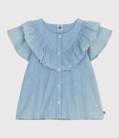 Blouse enfant en coton manches courtes unie – F1