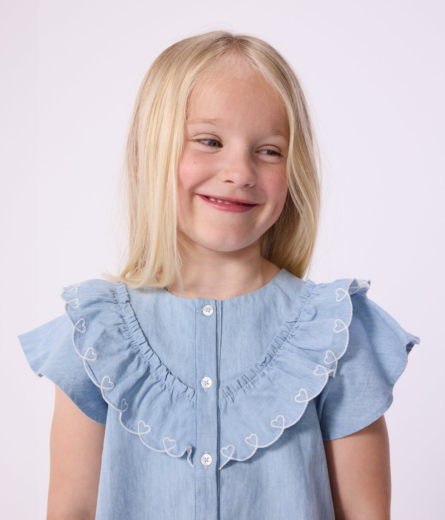 Blouse enfant en coton manches courtes unie – J1