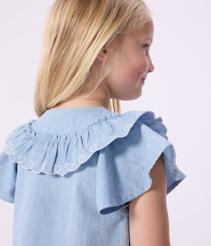 Blouse enfant en coton manches courtes unie – J2