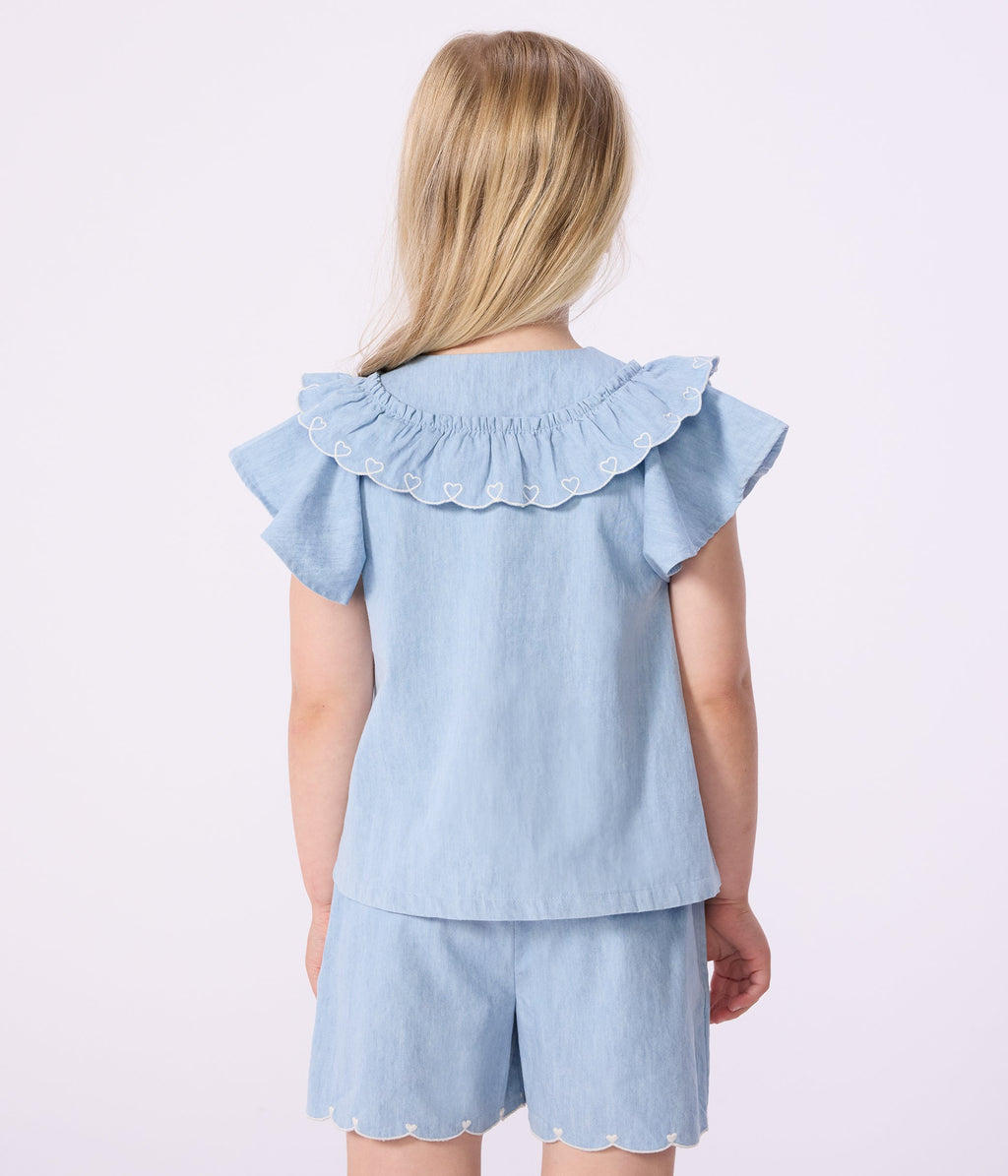 Blouse enfant en coton manches courtes unie – J3