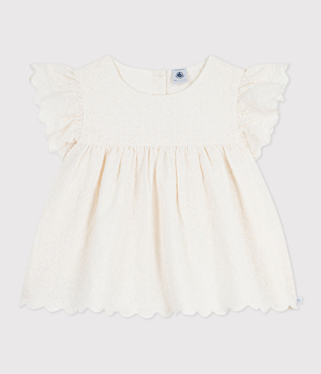 Blouse enfant en coton manches courtes motifs cœurs – F1