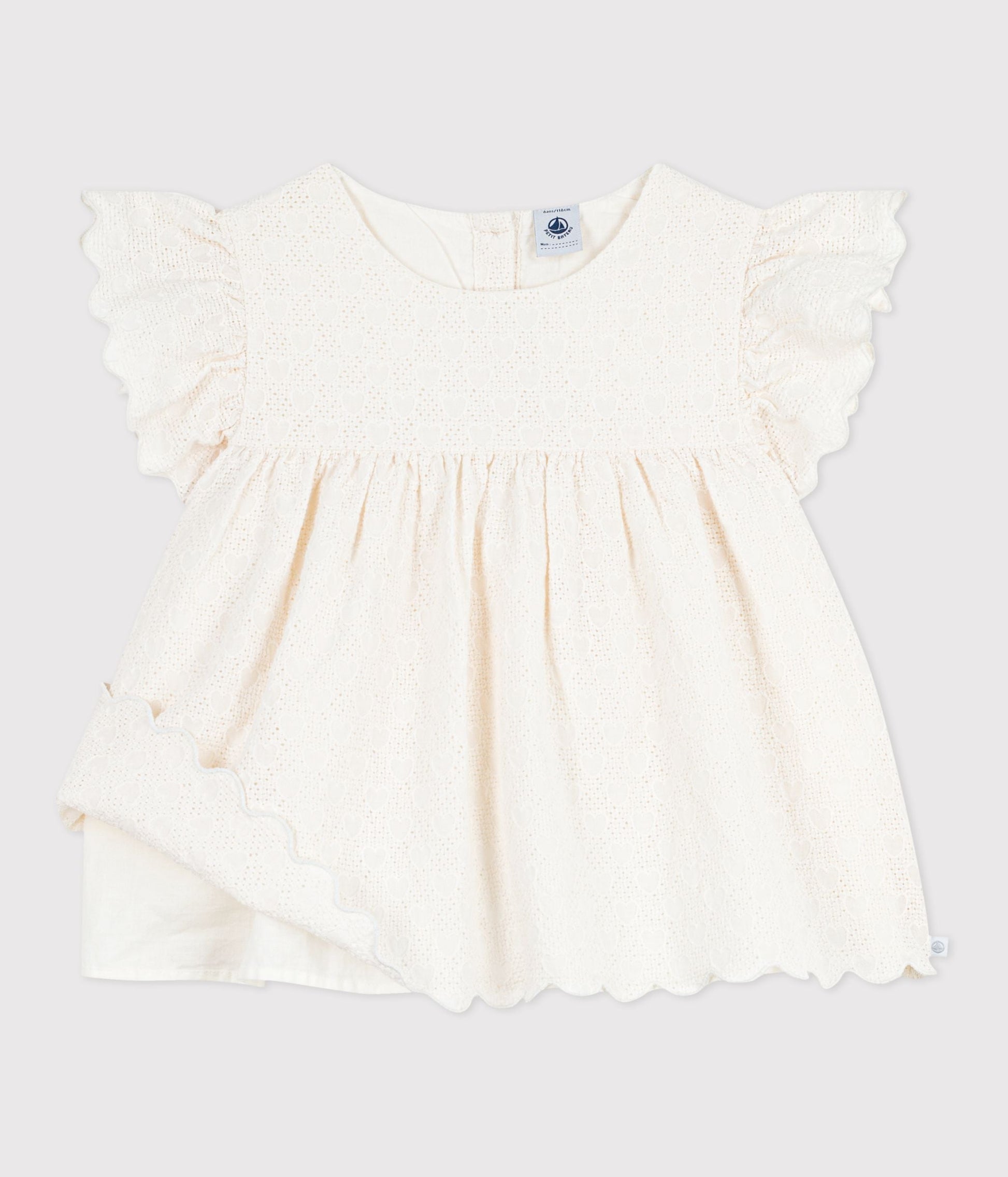 Blouse enfant en coton manches courtes motifs cœurs – F2
