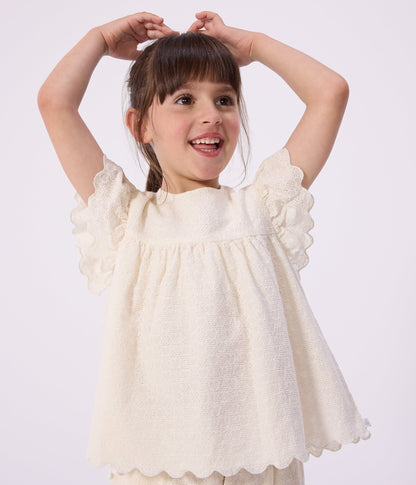 Blouse enfant en coton manches courtes motifs cœurs – J1