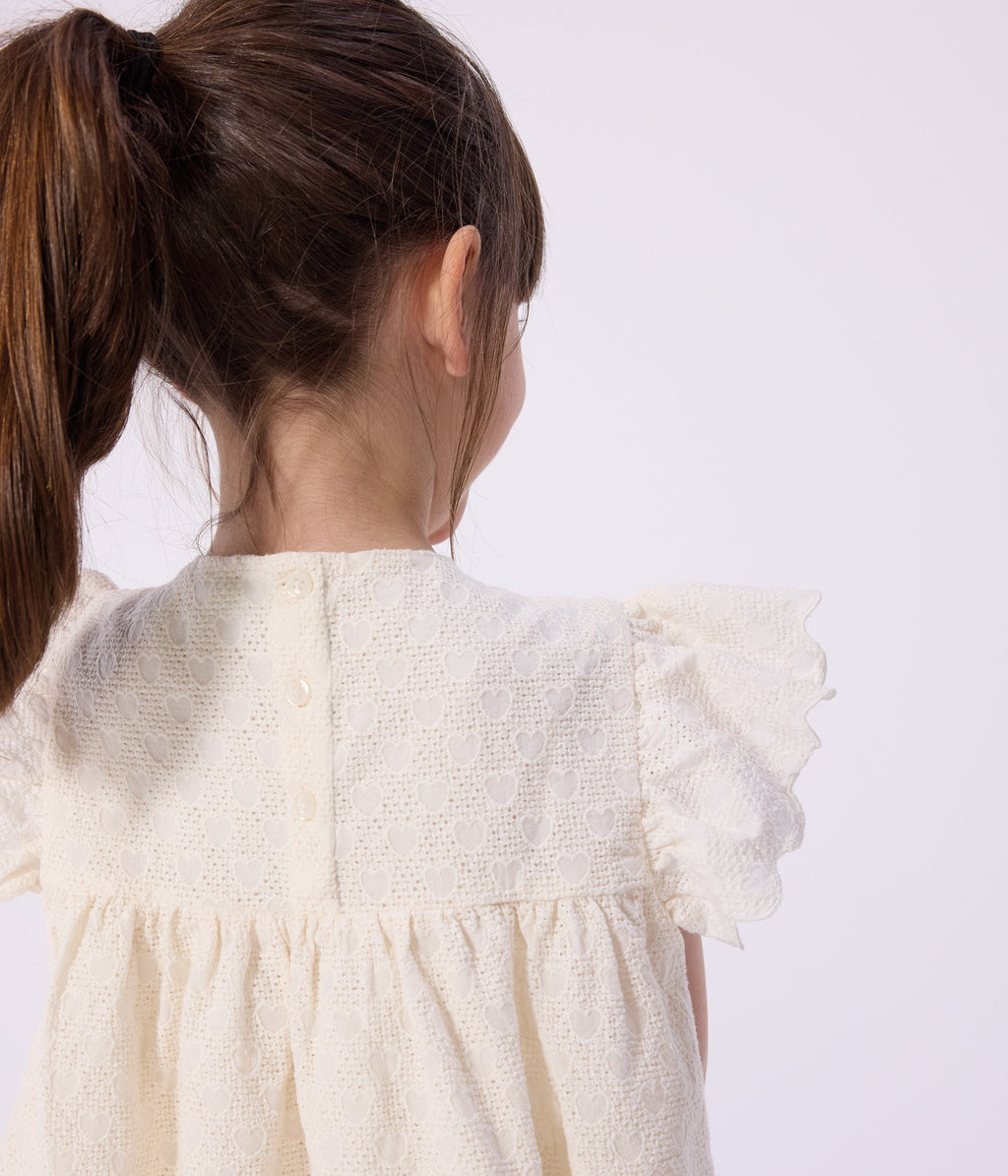 Blouse enfant en coton manches courtes motifs cœurs – J2
