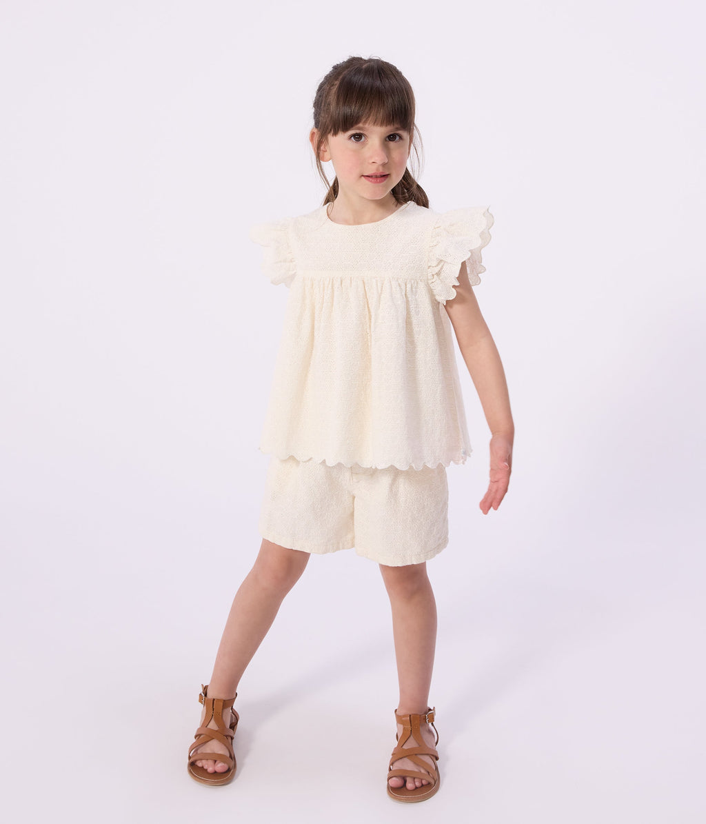 Blouse enfant en coton manches courtes motifs cœurs – J3