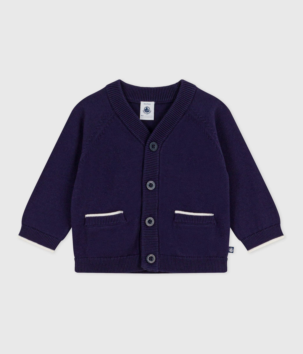 Cardigan bébé en coton uni – F1