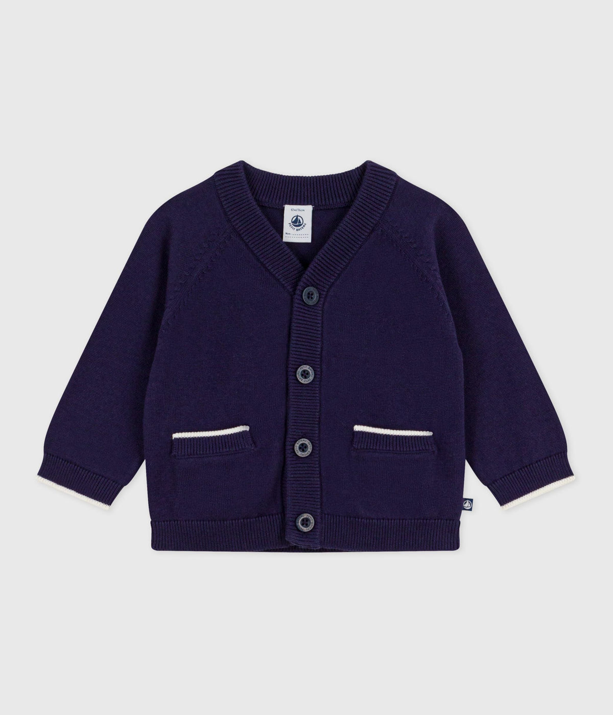 Cardigan bébé en coton uni – F1