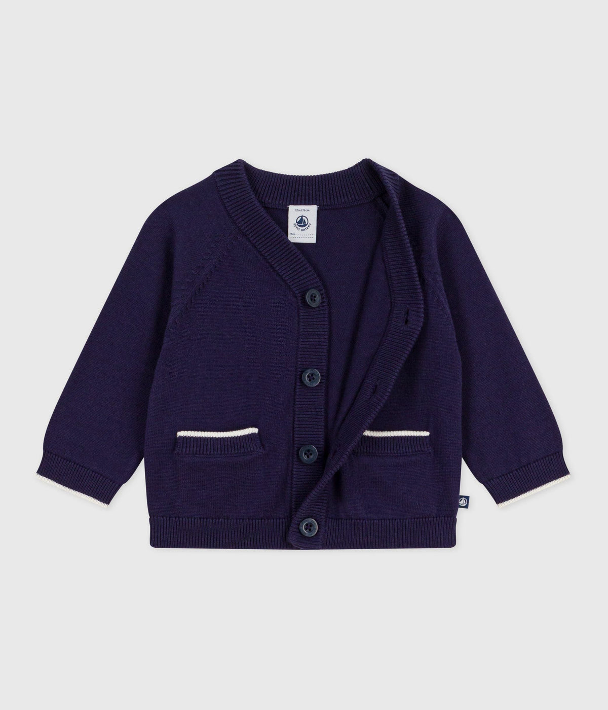 Cardigan bébé en coton uni – F2
