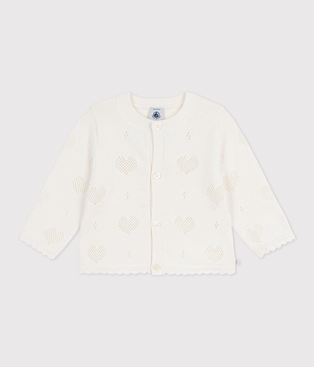 Cardigan bébé en coton à motifs cœurs – F1