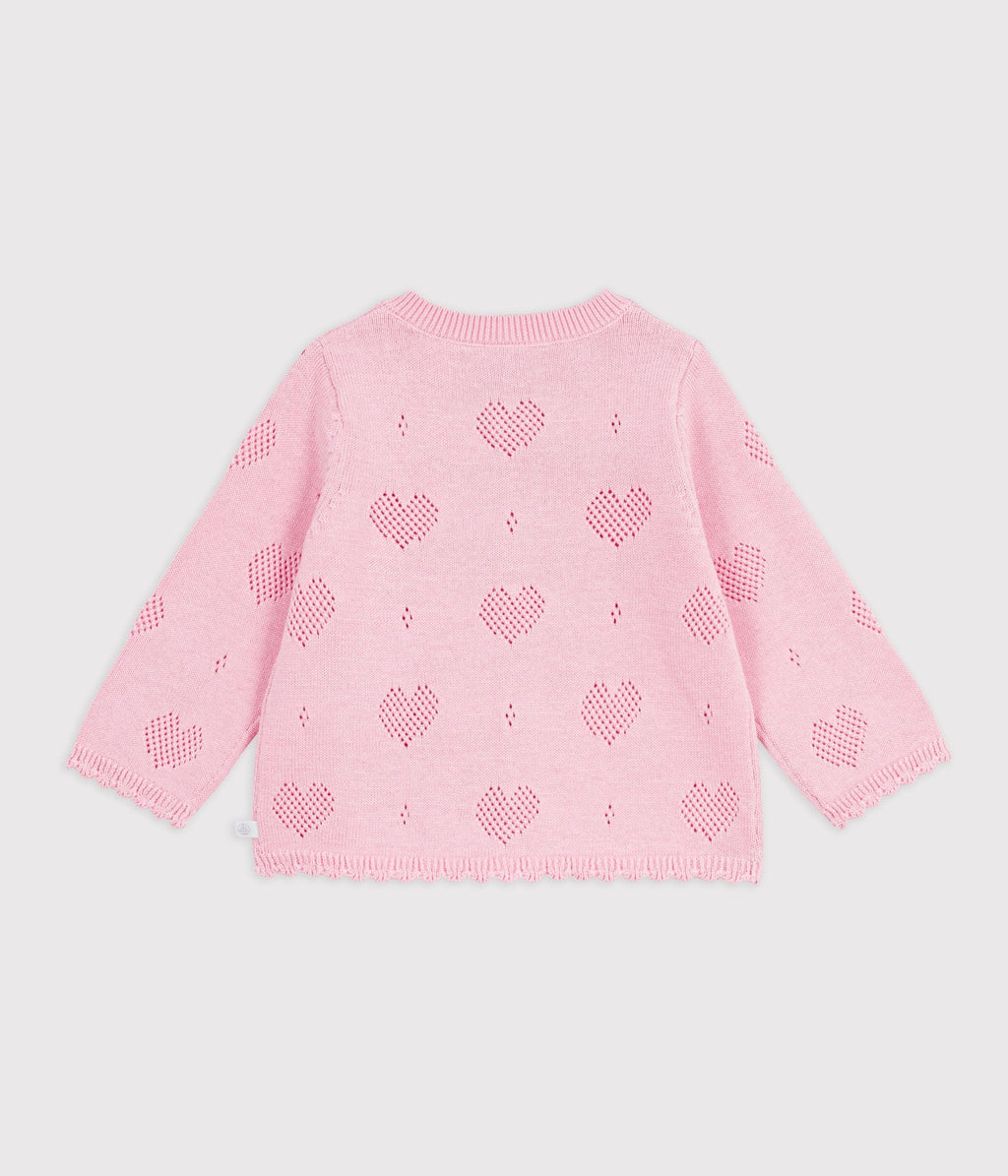 Cardigan bébé en coton à motifs cœurs – D1