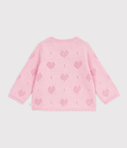 Cardigan bébé en coton à motifs cœurs – D1