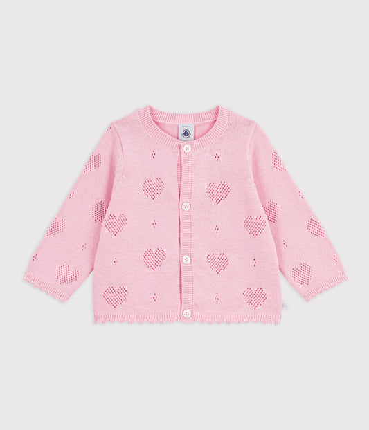Cardigan bébé en coton à motifs cœurs – F1
