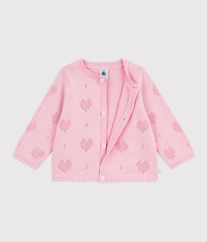 Cardigan bébé en coton à motifs cœurs – F2