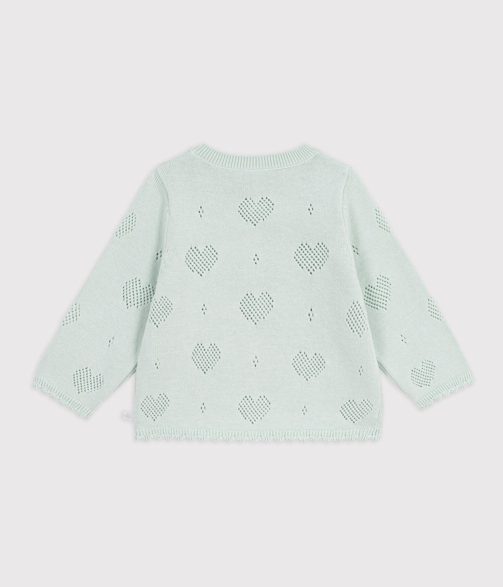 Cardigan bébé en coton à motifs cœurs – D1