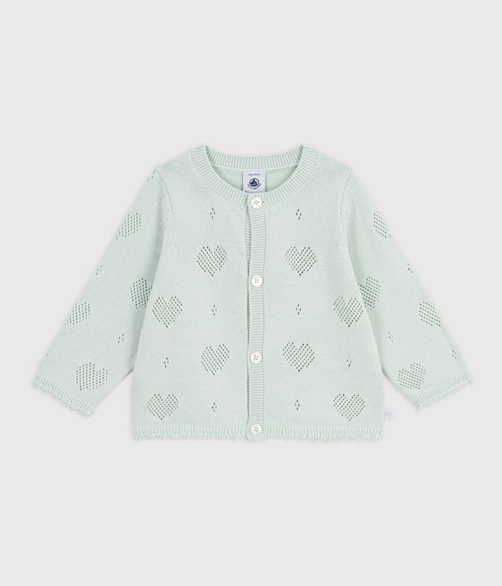 Cardigan bébé en coton à motifs cœurs – F1