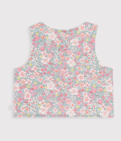 Gilet bébé sans manches en coton imprimé fleurs