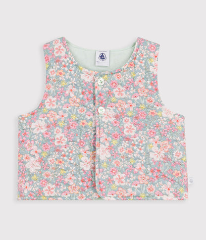Gilet bébé sans manches en coton imprimé fleurs