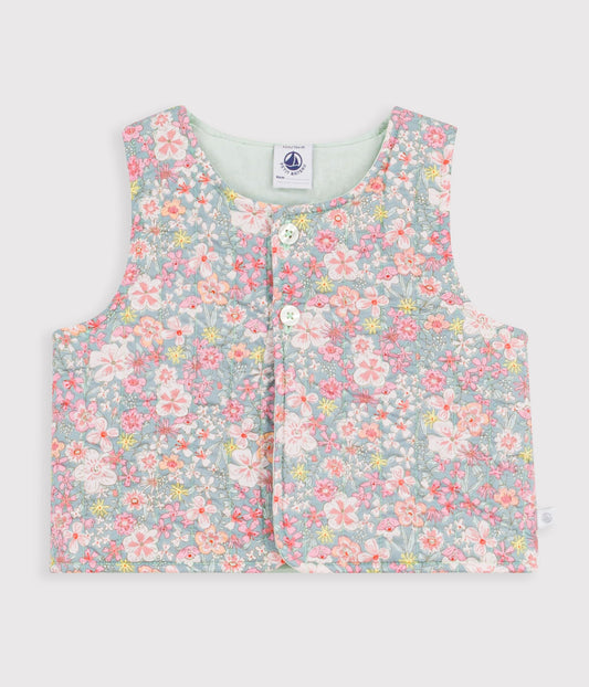 Gilet bébé sans manches en coton imprimé fleurs