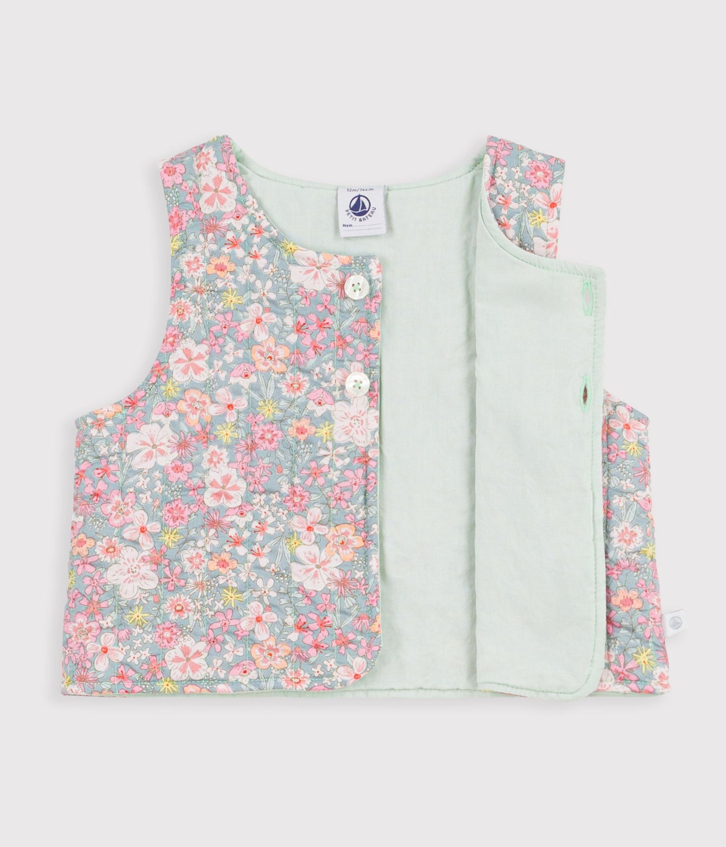 Gilet bébé sans manches en coton imprimé fleurs