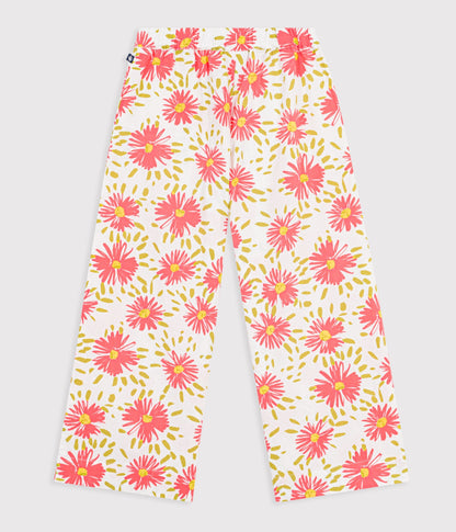 Pantalon enfant en coton à fleurs
