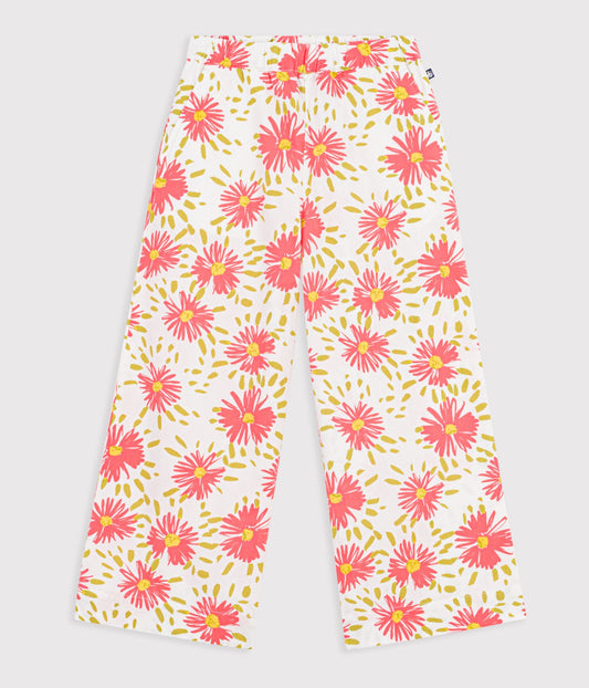 Pantalon enfant en coton à fleurs