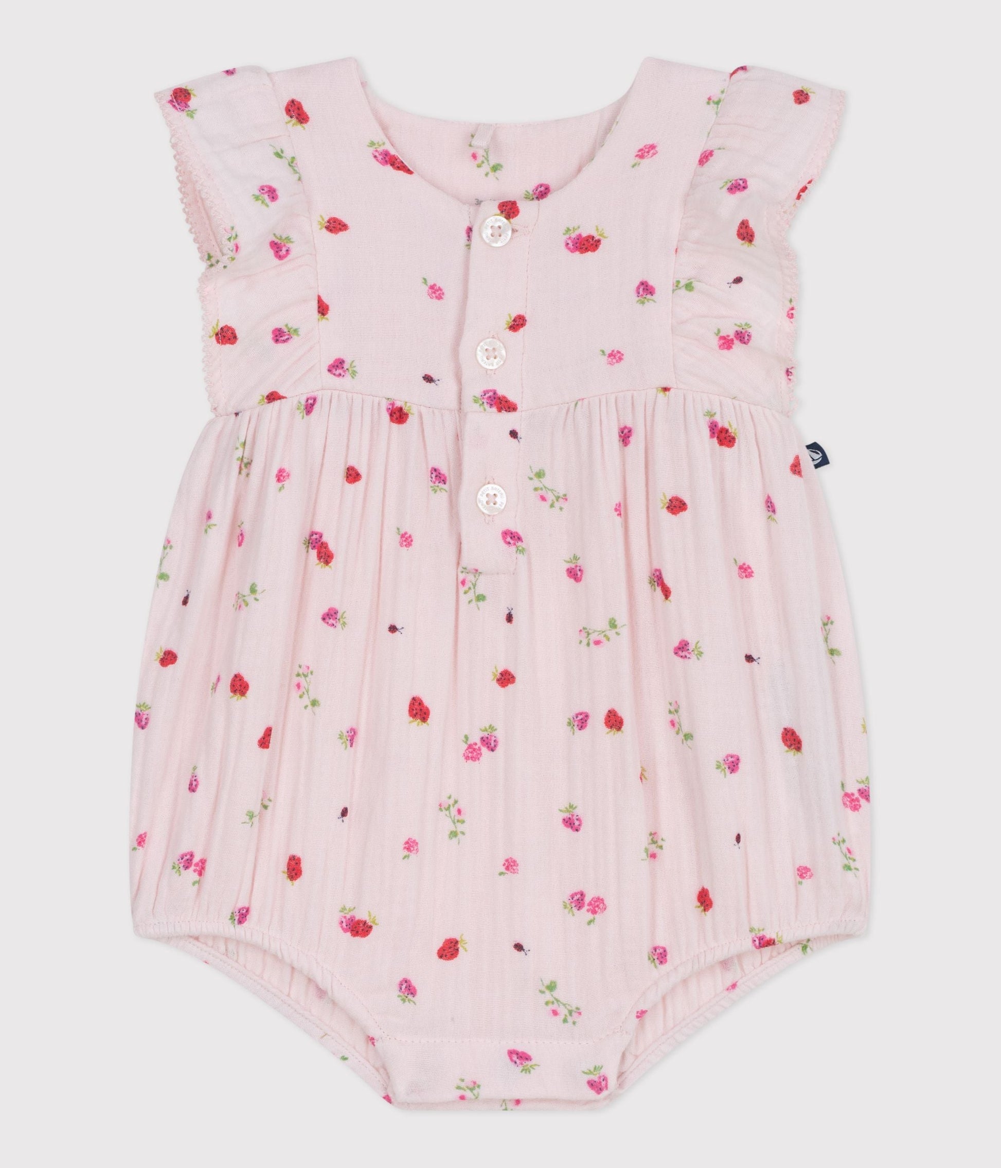 Barboteuse bébé en gaze de coton, imprimée fleurs – F1