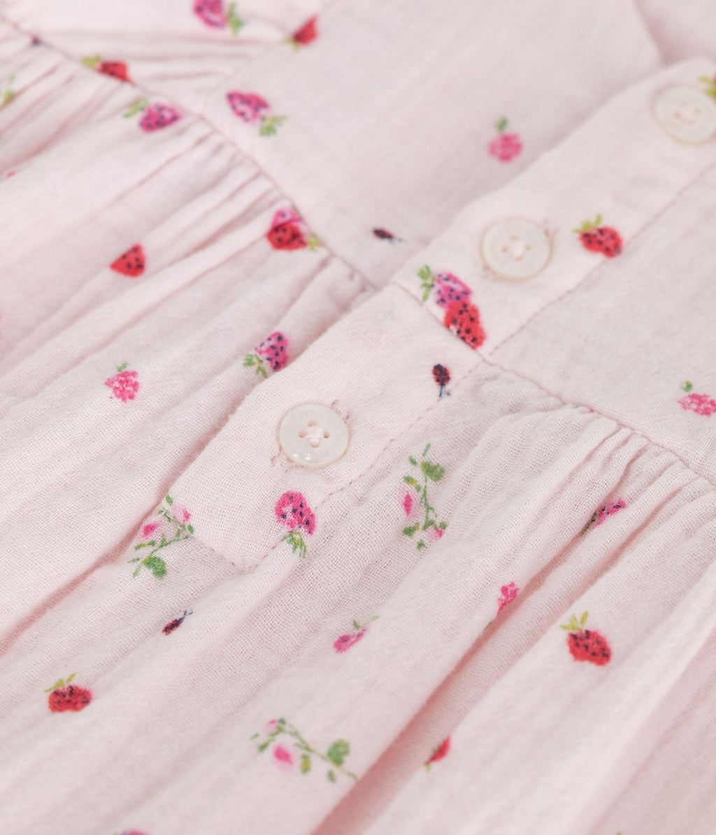 Barboteuse bébé en gaze de coton, imprimée fleurs – Z1